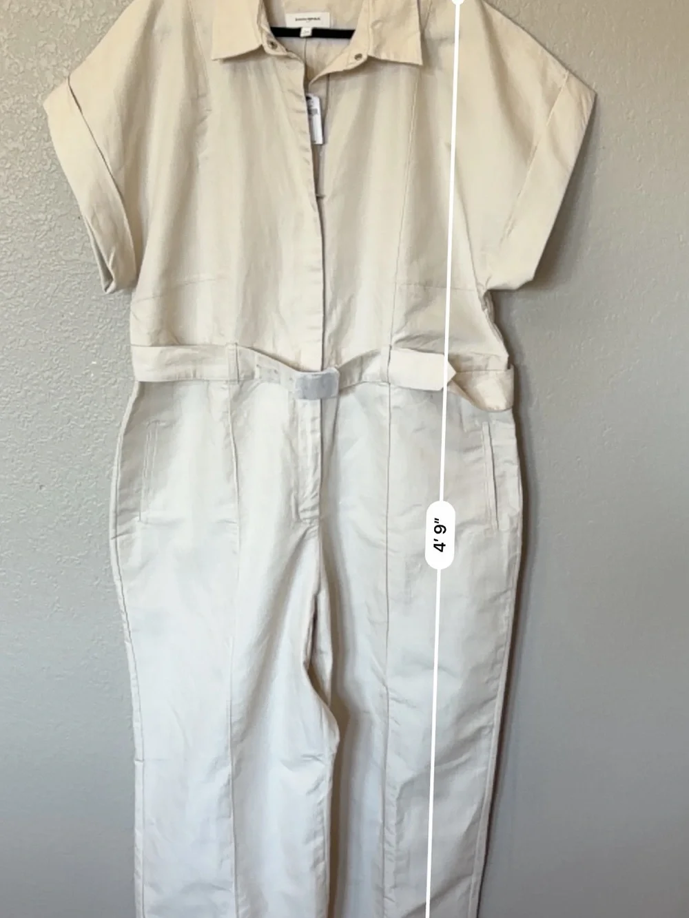 Banana Republic Linen Blend Belted Wide Leg Jumpsuit Ivory 2X